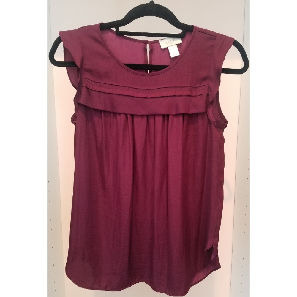 Loft Burgandy Flowy Tank Top